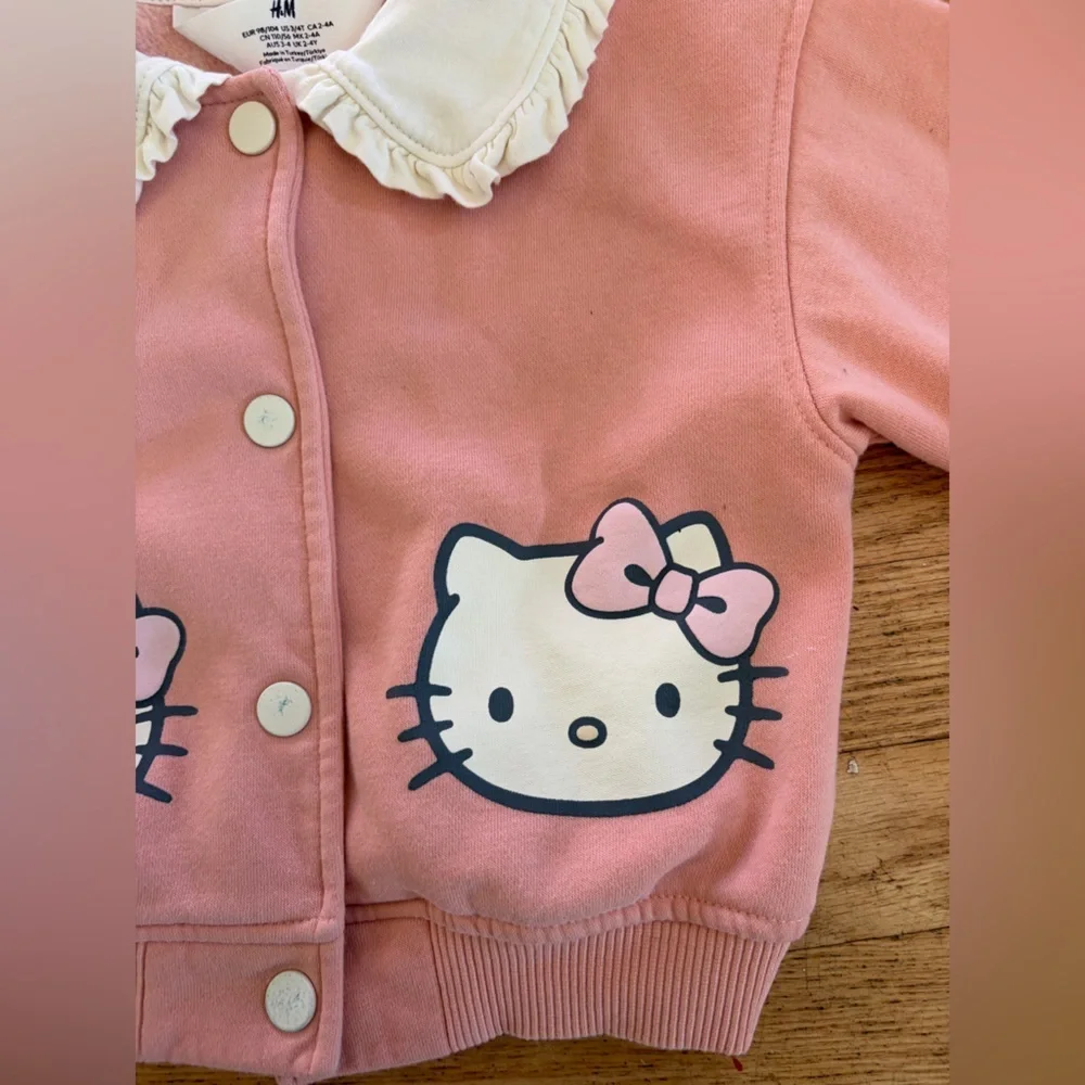 Hello kitty Peter Pan collar ruffle cardigan jacket pink size 3/4 H&M